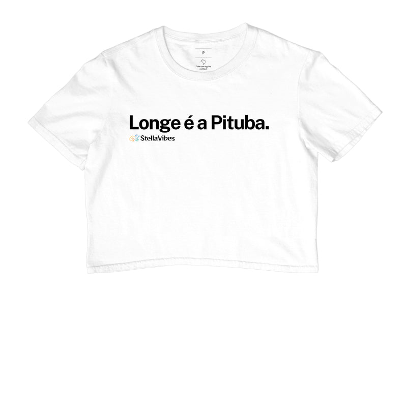 Cropped Longe é a Pituba (Branca / Cinza)