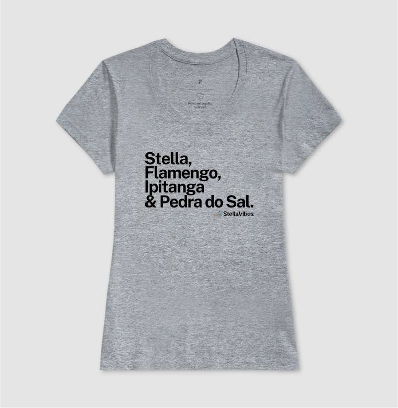 Camiseta Stella, Flamengo, Ipitanga & Pedra do Sal (Branca / Cinza)