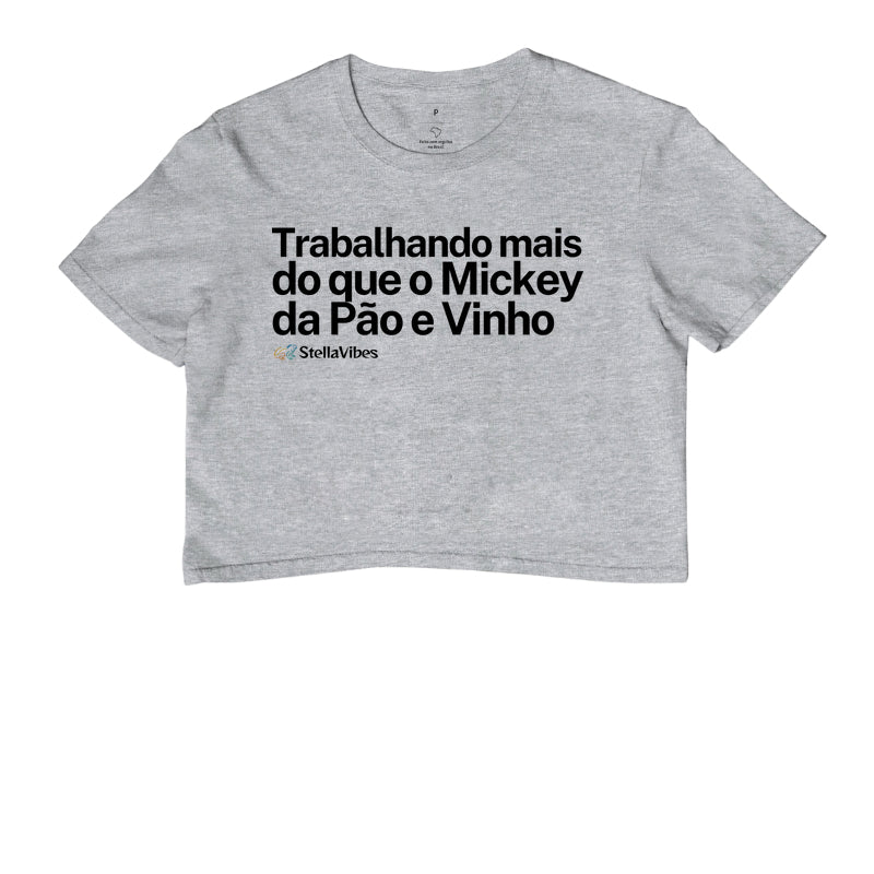 Cropped Mickey da Pão e Vinho (Branca / Cinza)