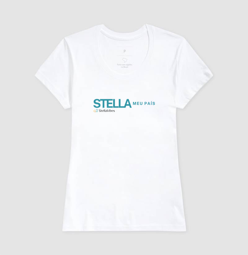 Camiseta Stella Meu País (Branca / Cinza)