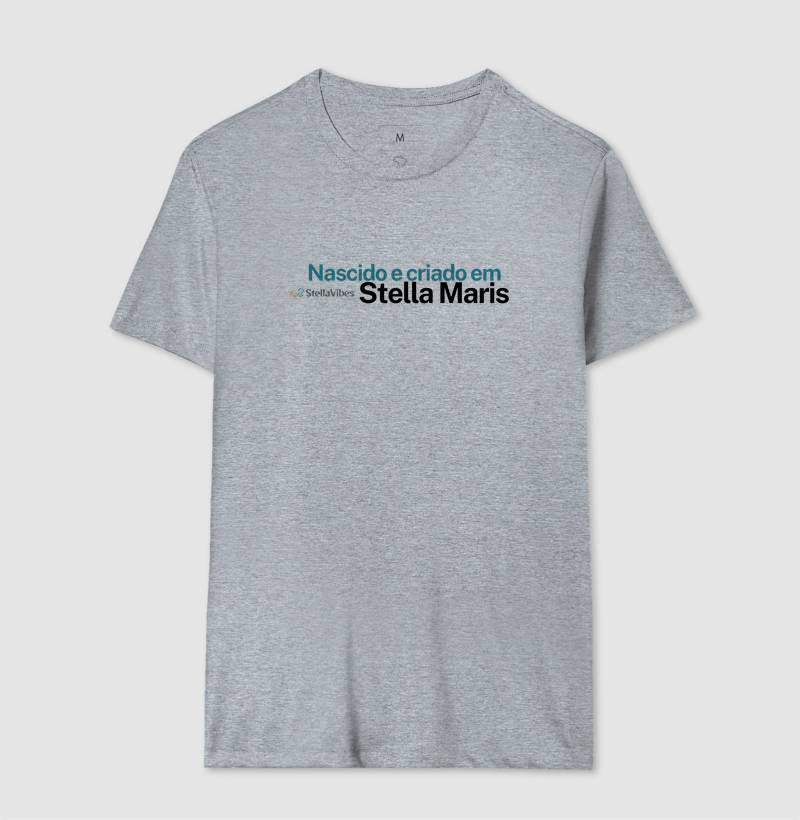 Camiseta Nascido e Criado em Stella Maris (Branca / Cinza)