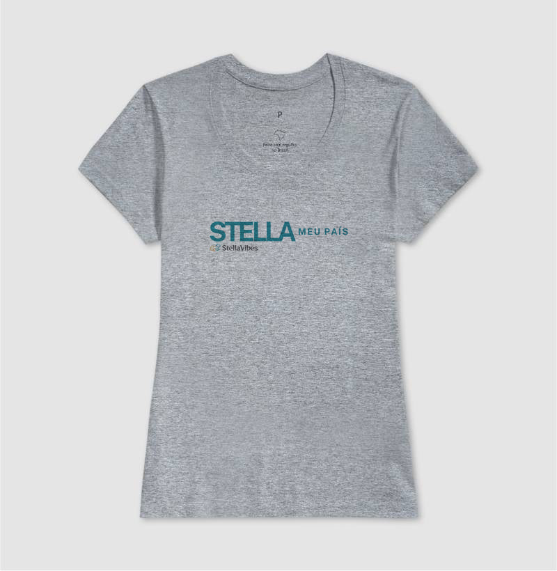 Camiseta Stella Meu País (Branca / Cinza)