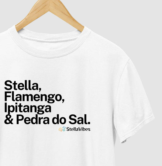 Camiseta Stella, Flamengo, Ipitanga & Pedra do Sal (Branca / Cinza)