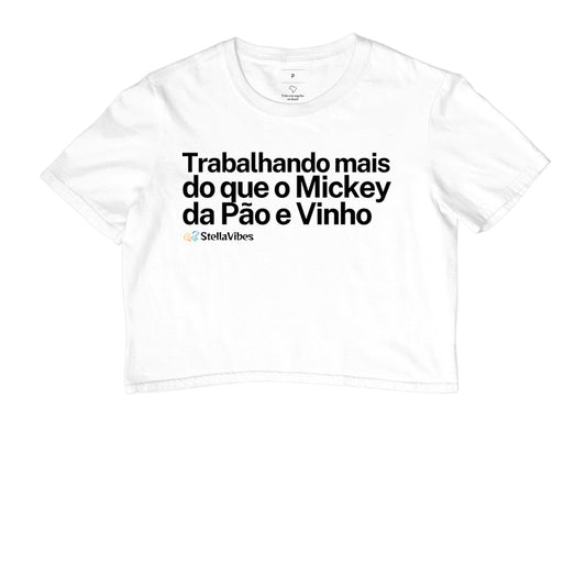 Cropped Mickey da Pão e Vinho (Branca / Cinza)