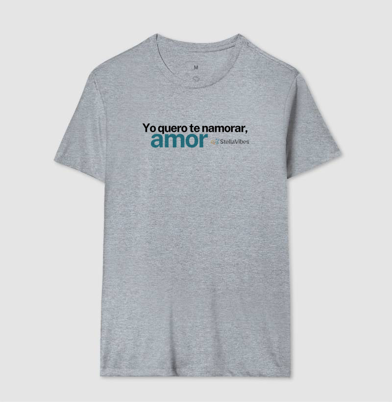 Camiseta Yo Quero te Namorar (Branca / Cinza)