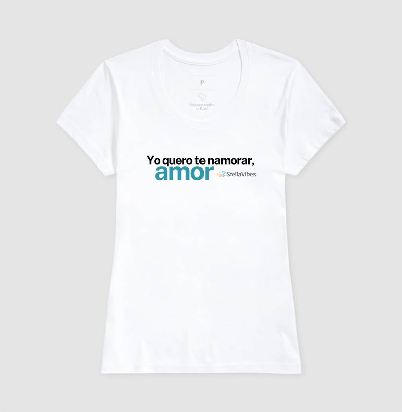 Camiseta Yo Quero te Namorar (Branca / Cinza)