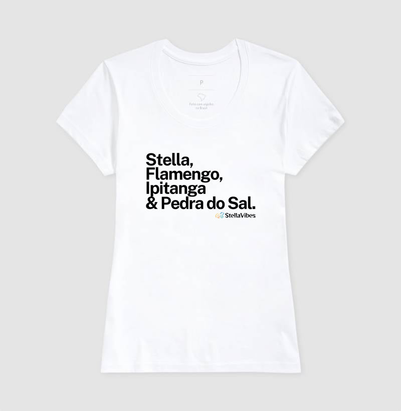 Camiseta Stella, Flamengo, Ipitanga & Pedra do Sal (Branca / Cinza)