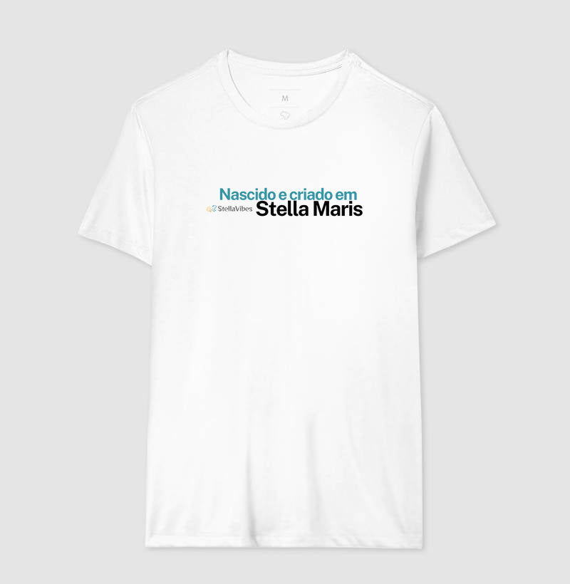 Camiseta Nascido e Criado em Stella Maris (Branca / Cinza)