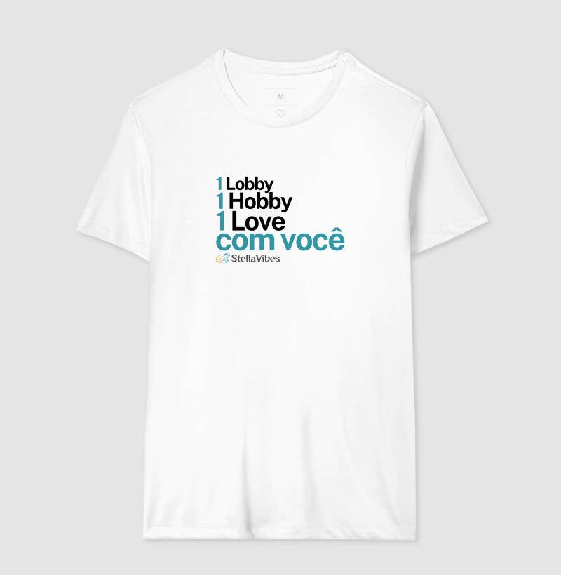 Camiseta 1 Hobby 1 Lobby 1 Love (Branca / Cinza)