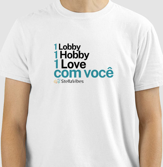 Camiseta 1 Hobby 1 Lobby 1 Love (Branca / Cinza)