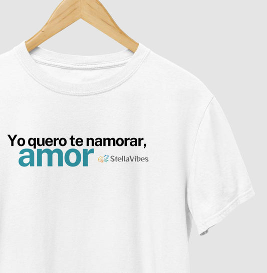 Camiseta Yo Quero te Namorar (Branca / Cinza)