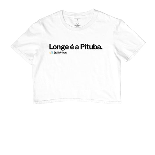 Cropped Longe é a Pituba (Branca / Cinza)