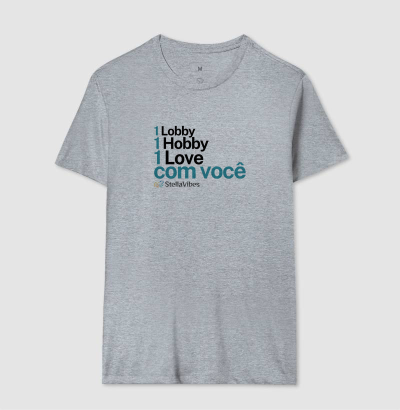 Camiseta 1 Hobby 1 Lobby 1 Love (Branca / Cinza)